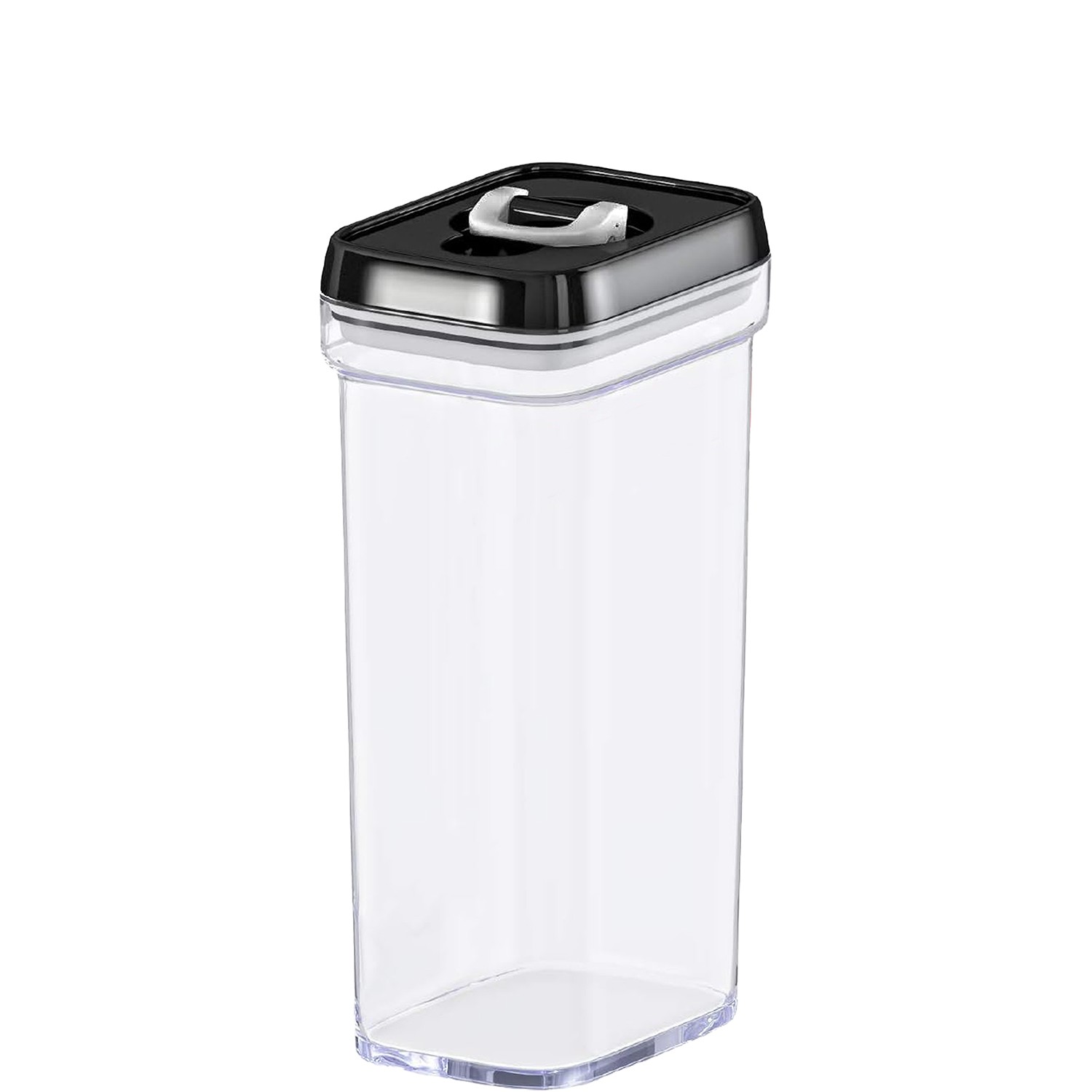 BOTE COCINA ACRÍLICO 1700ML TAPA NEGRA CIERRE HERMÉTICO