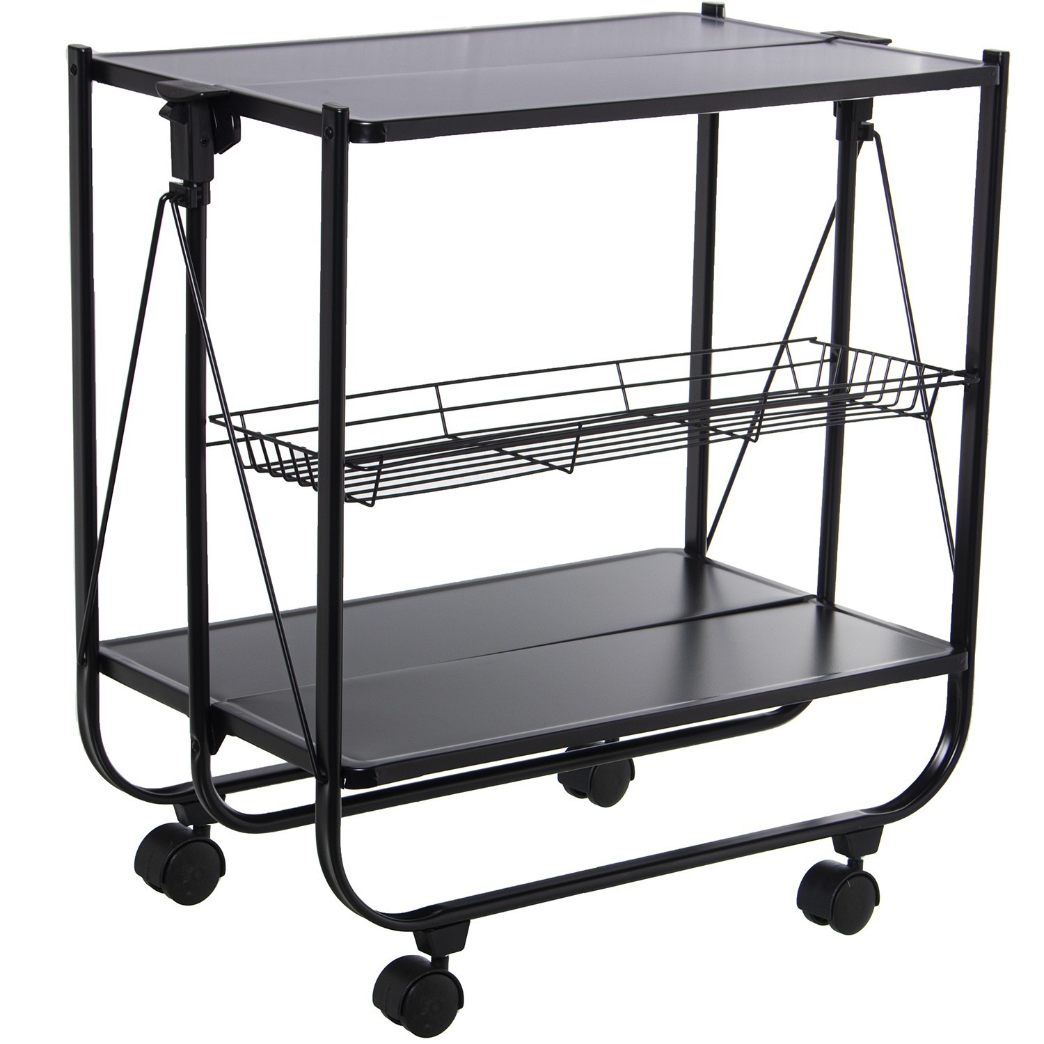 CAMARERA PLEGABLE METAL NEGROCAJONES PP BLANCOS