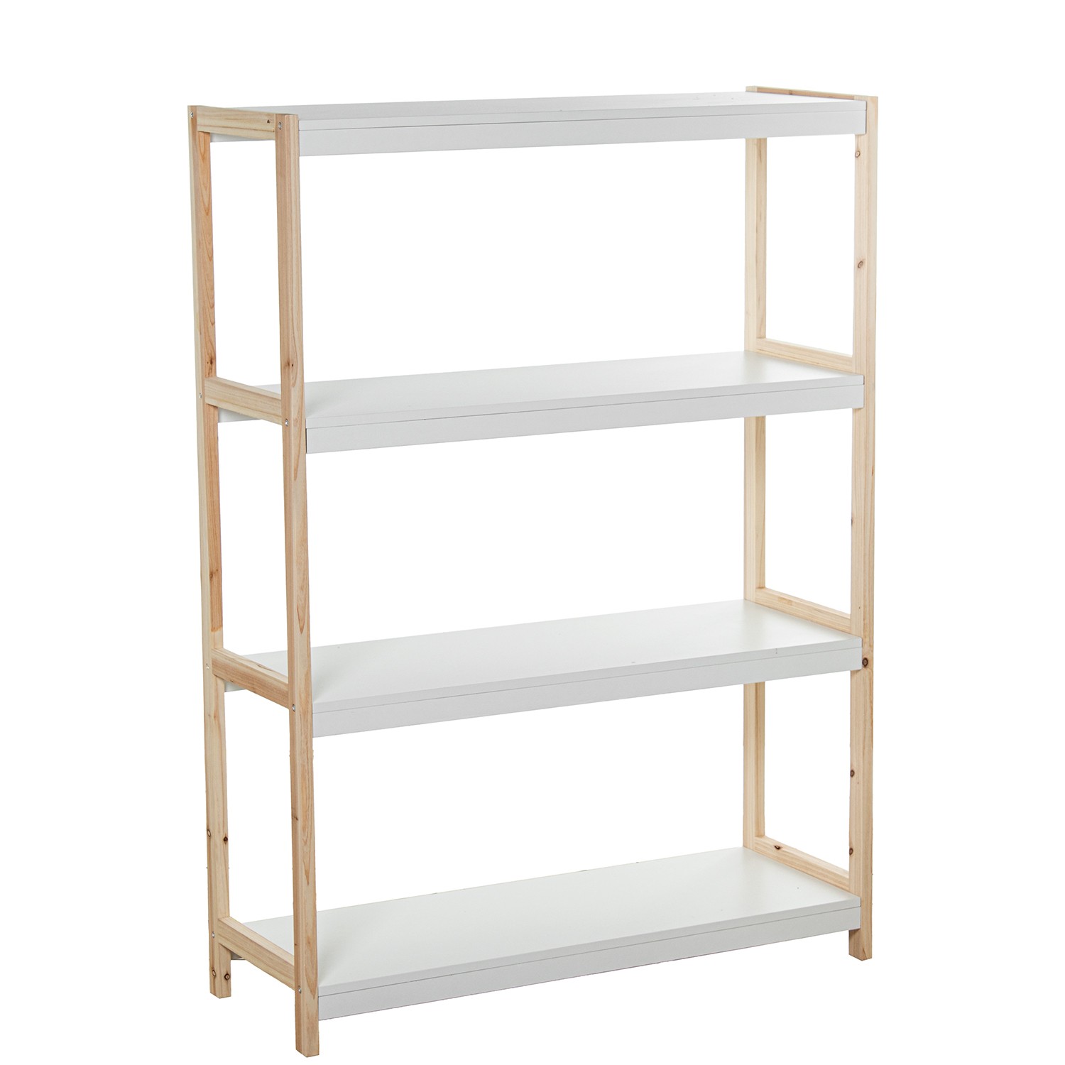 ESTANTERIA MADERA 4 NIVELES BLANCO/NATURAL